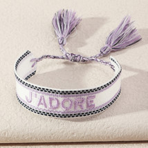 Bohemia Tassel Bracelet Embroidery Letter J&#39;ADORE Hand-woven Adjustable Rope Bra - £9.85 GBP