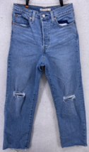 Levis Jeans Women Size 28 Ribcage Straight Ankle Blue Button Fly High Rise - $24.74