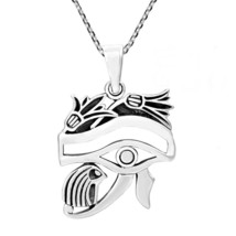 Egyptian Symbol Eye of Horus Protection Sterling Silver Necklace - £18.98 GBP