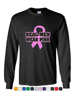 Real Men Wear Pink Long Sleeve T-Shirt Breast Cancer Awareness - £17.74 GBP - £27.59 GBP