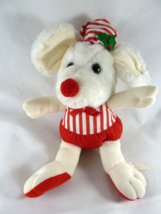 Vintage Kamar Christmas Holiday White Mouse Plush 12&quot; Tall Made in Korea - £10.55 GBP
