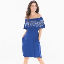 Soma - Soft Jersey - Embroidered Flounce Short Dress - Del Rio Geo Brigh... - $24.99