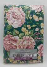 NEW VINTAGE HOME TRENDS FLOWERS Flannel Backed Vinyl OBLONG Tablecloth 6... - $19.79