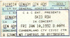 Skid Reihe Ticket Stumpf Januar 10 1992 Fayetteville North Carolina - £35.44 GBP