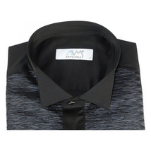Mens CEREMONIA Tuxedo shiny Shirt 100% Cotton Turkey Slim Fit #stn 15 pla black image 2