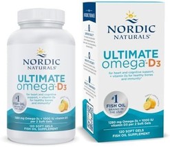 Nordic Naturals Ultimate Omega-D3 Lemon Flavor 1280 mg Omega-3+1000 IU 1... - $450.50 MXN