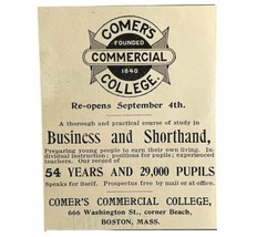 Comer&#39;s Commercial College 1894 Advertisement Victorian Boston Mass 3 AD... - £8.00 GBP