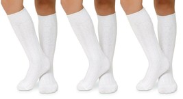 3 Pair Jefferies Socks Womens Cable Knit Knee High School Girl Long Socks - £10.93 GBP