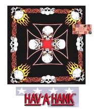 SKULL MALTESE IRON CROSS FLAME Fire Biker Bandana BANDANNA SCARF Scarve ... - $6.74