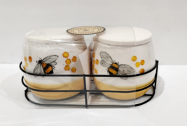 Heartland Hive Ceramic Queen Bee Salt &amp; Pepper Cellars NEW - $27.71