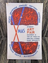 VTG 70&#39;s Drake University X-Mas Student Art Fair Cardboard Poster  - £15.57 GBP