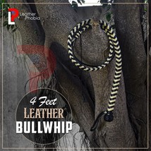 Indiana Jones Cow Hide Leather Bullwhip 04 Feet Long 12 Plait Weaving Bull Whip - £139.55 GBP