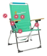 Tommy Bahama Beach Chair Teal Green Hi-Boy Folding Reclining Foam Headrest - $166.47 CAD