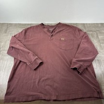 Wrangler Shirt Riggs Workwear Men&#39;s Long Sleeve Pocket T- Shirt Burgundy XL - £9.73 GBP