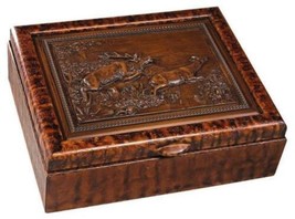 Box MOUNTAIN Lodge Elk Hinged Lid Chestnut Resin Hand-Painted Hand-Cast  - £286.96 GBP