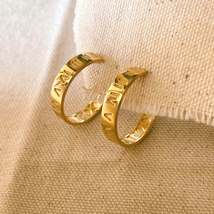 18k Gold Filled Roman Numerals C Hoop Earrings - £12.70 GBP