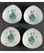 4 SALT CELLAR TEA TIDY TRINKET DISH Girl Green Dress Lenwile China Ardal... - $39.08 CAD