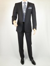 Men&#39;s Suit Wool Cashmere Georgio Cosani Two Buttons 910-04 Gray Pinstripe - $112.50
