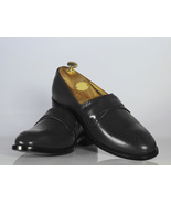 Handmade Men&#39;s Black Shoes, Men Leather Penny Loafers Shoes, Dress Forma... - £115.89 GBP+