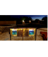 Tiki Table, outdoor patio deck bamboo dining table, LED lights, abstract... - £1,218.48 GBP