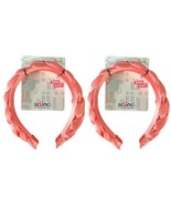 Lot of 2 Scunci Real Style Trend Alert! Satin Braided Headband - Shiny Pink - $9.89