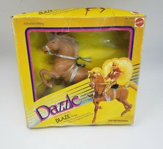 VINTAGE 1981 MATTEL DAZZLE BLAZE PALOMINO BROWN HORSE TOY IN ORIGINAL PA... - $27.55