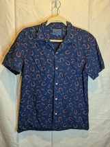 Lucky Brand Men&#39;s True Indigo Blue Short Sleeve Shirt Buttons Sz S/P Hor... - £17.93 GBP