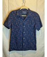 Lucky Brand Men&#39;s True Indigo Blue Short Sleeve Shirt Buttons Sz S/P Hor... - £17.91 GBP