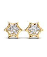 14K Yellow Gold Plated Silver Simulated Diamond Flower Cluster Mini Stud... - £29.87 GBP