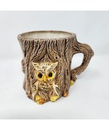 Vintage Woodland Animals Owl Mug Tree 3D Unique Coffee Cup Bird Lovers - £15.04 GBP