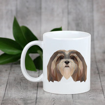 Enjoying a cup with my pup Lhasa Apso- a mug with a geometric dog - £9.88 GBP