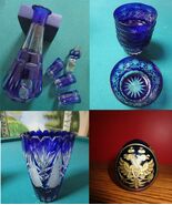 Bohemian Glass Cobalt Blue Vase Decanter Shot Paperweight Russian Egg Pick1 - $98.70 CAD+