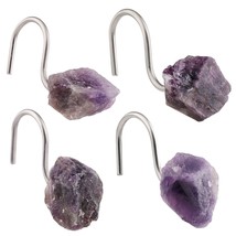 4Pcs Irregular Crystal Stones S-Shaped Shower Curtain Hooks For Windows Bathroom - £49.73 GBP