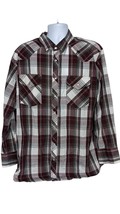 High Noon Mens Western Pearl Snap Shirt Size XL Red Gray Plaid Long Slee... - $19.80