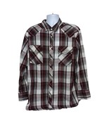 High Noon Mens Western Pearl Snap Shirt Size XL Red Gray Plaid Long Slee... - £15.50 GBP