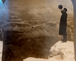 Man Looking Over Edge Of Grand Canyon Arizona Keystone Stereoview Photo - $7.87