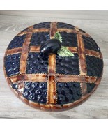 Vintage Euro Ceramica Blueberry Pie Plate Keeper Carrier Pottery Cover P... - £35.91 GBP