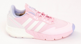 Adidas ZX 1K Boost Pink &amp; White Lace Up Running Athletic Shoes Women&#39;s 10 - £77.86 GBP