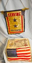 World War I Patriotic Silk Textile Set – Banner &amp; Pillow Cover (c. 1917–... - $195.02
