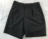 Nike Golf Shorts Mens 34 Black Above Knee Pockets Pleated Embroidered Logo - $18.80