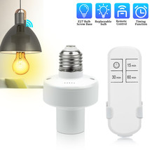 Wireless Remote Control Light Lamp E27 Screw Bulb Base Holder Cap Socket Switch - £15.71 GBP