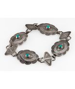Native American Concha Sterling Silver Bracelet with Turquoise, 8&quot; Long ... - $4,775.83 MXN