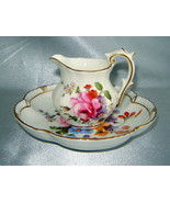 ROYAL CROWN DERBY Posies Miniature Creamer Pitcher &amp; Underplate Saucer Set - $24.40