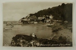 Vintage Rppc Postcard Uk Torquay Devon England Babbacombe Beach &amp; Cary Arms - £8.73 GBP