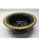 Art Deco Vintage Tiffin 11.5&quot; Black Amethyst Glass Console Bowl With Gol... - $26.38