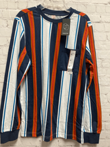 Original Use Mens Striped Long Sleeve Pullover T-Shirt Pocket Gold Strip... - $8.97