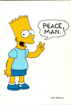 Bart Simpson &quot;Peace Man&quot; c1990 Vintage Postcard (CC7) - £5.92 GBP