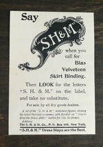Vintage 1895 S. H. &amp; M. S.H.&amp;M Skirt Bedding Original Ad 1021 - $6.64