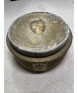 Art Deco glass Powder Box Pewter Metal Mirrored Lid With Victorian portrait - €62,08 EUR