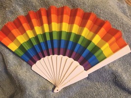 Folding Hand Fan Rainbow Colors Foldable Chinese Hand Fan - £5.88 GBP